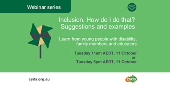 CYDA Webinar 6: Inclusion. How do I do that? Suggestions and examples